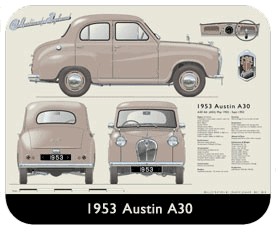 Austin A30 4 door saloon 1953 version Place Mat, Small